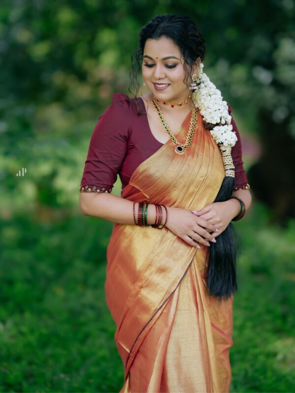 Raga Metallic Handloom Tissue Saree -ST2 - Image 3