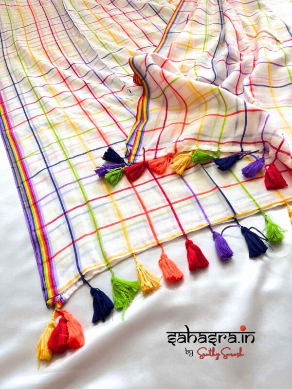 Mul Mul Cotton Saree (multi colour) Checks-ML01