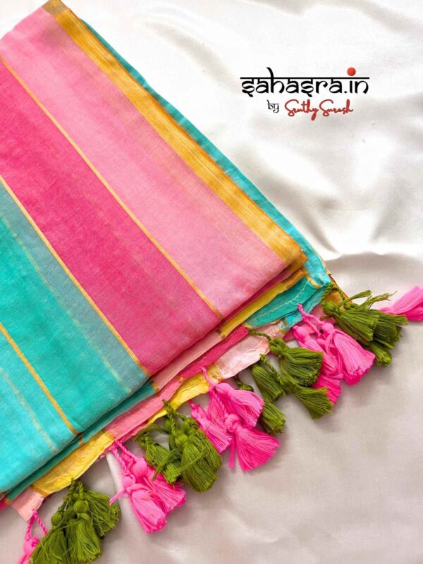 Mul Mul Cotton Saree (multi colour)-ML02 - Image 3