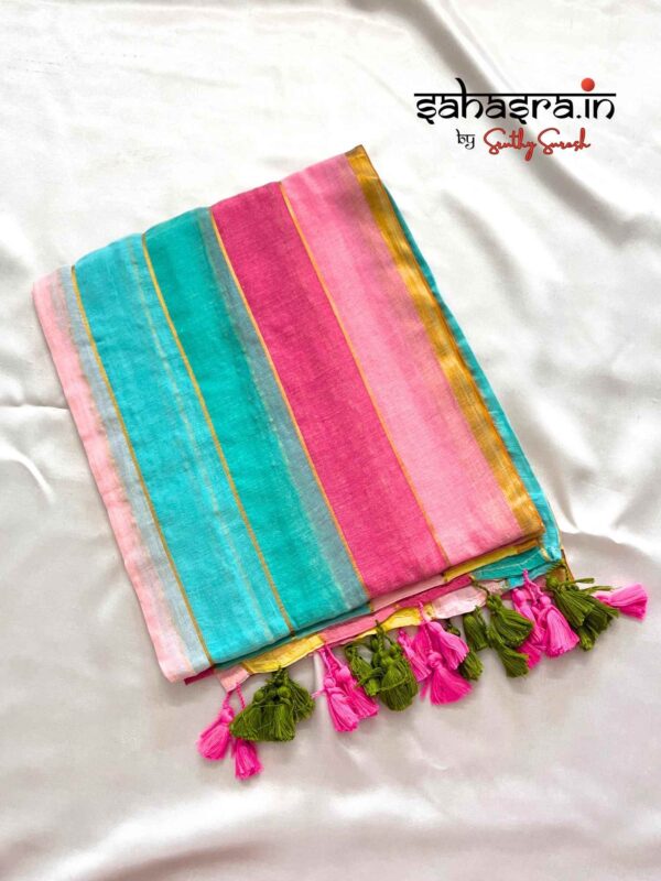 Mul Mul Cotton Saree (multi colour)-ML02 - Image 4