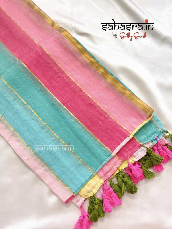 Mul Mul Cotton Saree (multi colour)-ML02 - Image 2