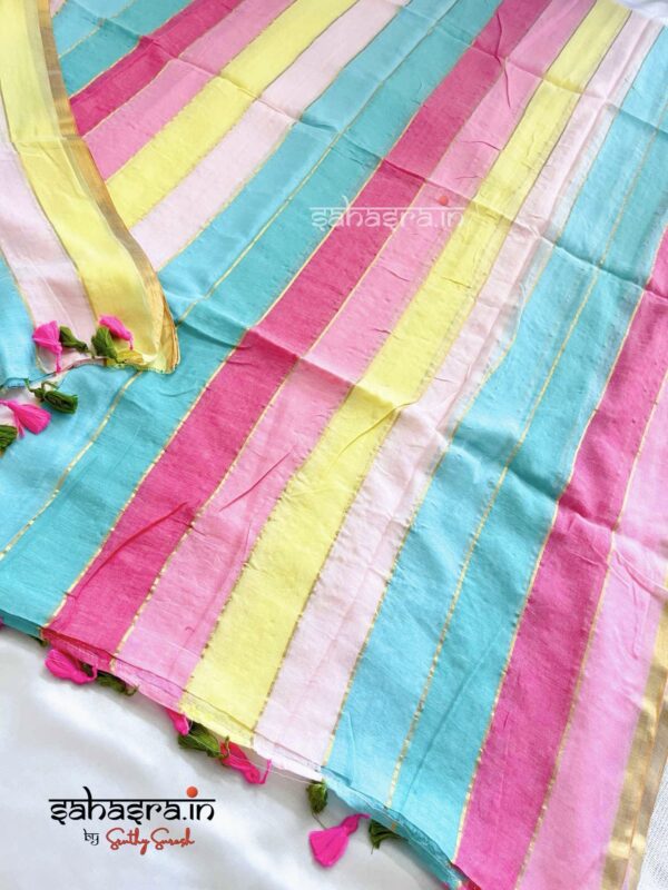 Mul Mul Cotton Saree (multi colour)-ML02