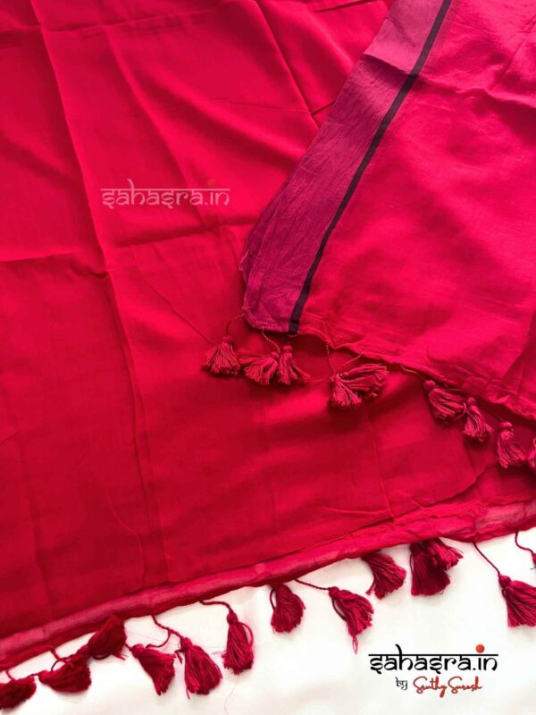 Red Mul Mul Cotton Saree -ML011