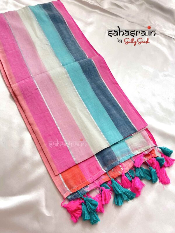 Mul Mul Cotton Saree (multi colour)-ML04 - Image 4