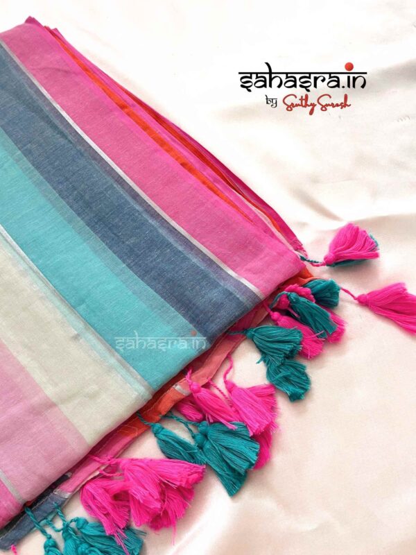 Mul Mul Cotton Saree (multi colour)-ML04 - Image 5