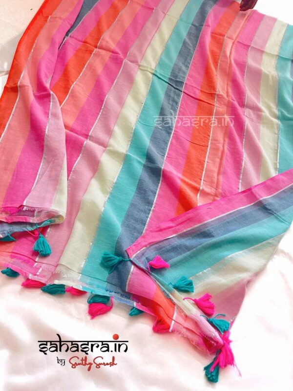 Mul Mul Cotton Saree (multi colour)-ML04