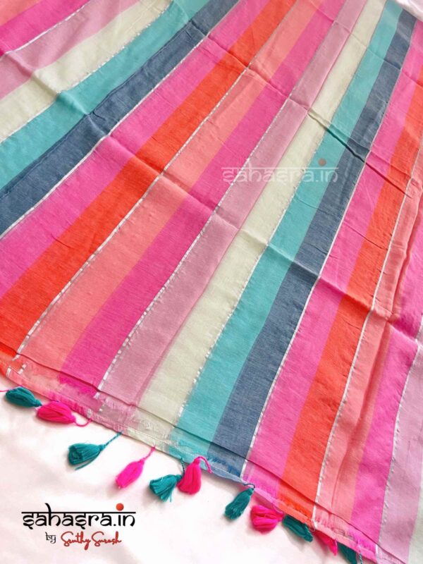 Mul Mul Cotton Saree (multi colour)-ML04 - Image 3