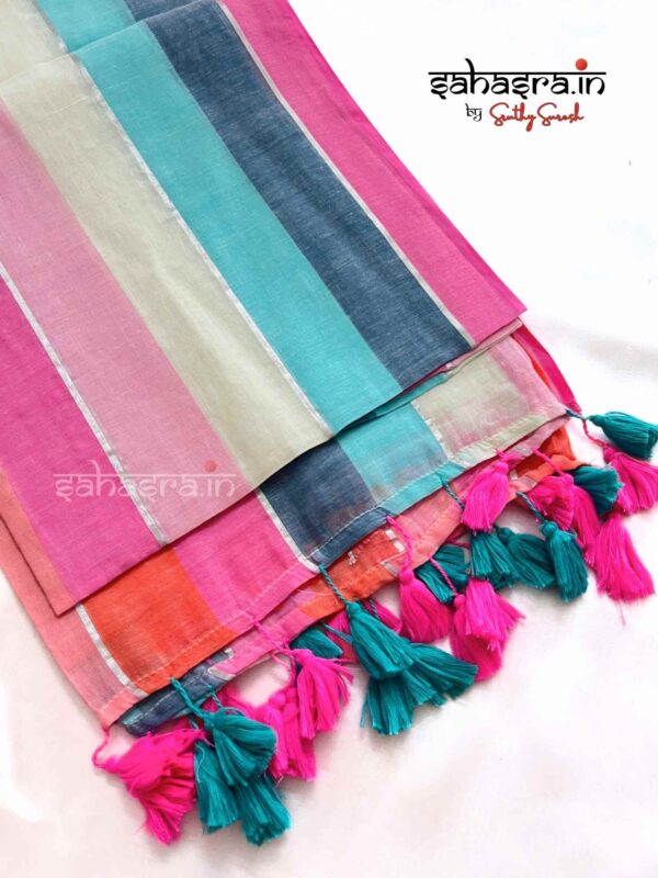 Mul Mul Cotton Saree (multi colour)-ML04 - Image 2