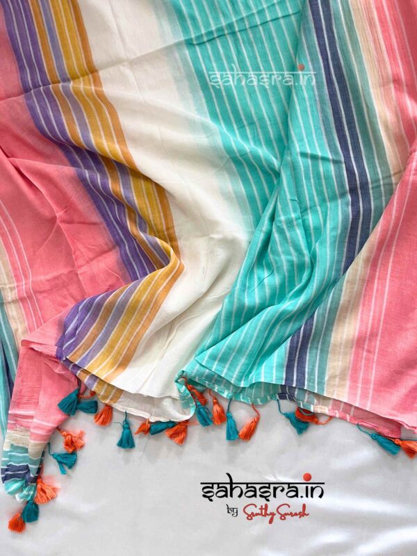 Mul Mul Cotton Saree (multi colour)-ML010