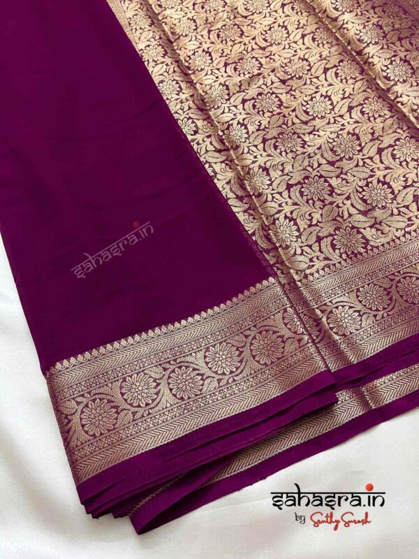 Burgundy Purple & Gold-Toned Zari Georgette Saree-SG4