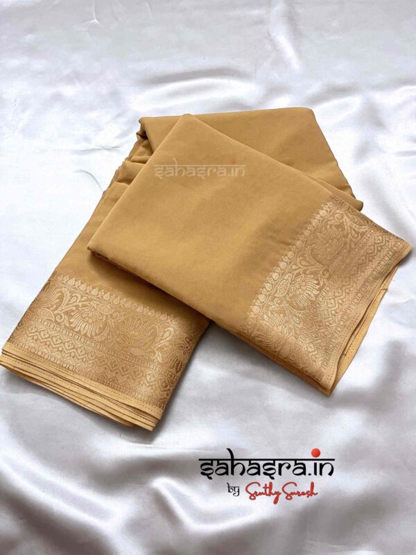 Golden Cream & Gold-Toned Zari Georgette Saree-SG5 - Image 3