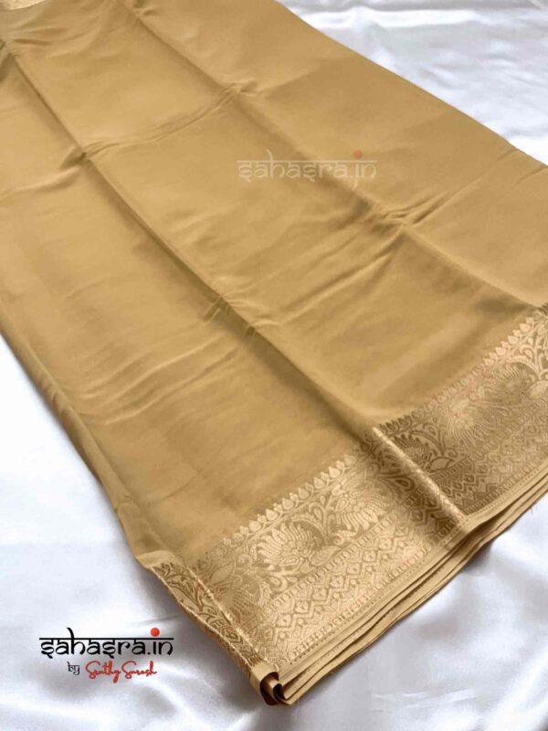 Golden Cream & Gold-Toned Zari Georgette Saree-SG5 - Image 2