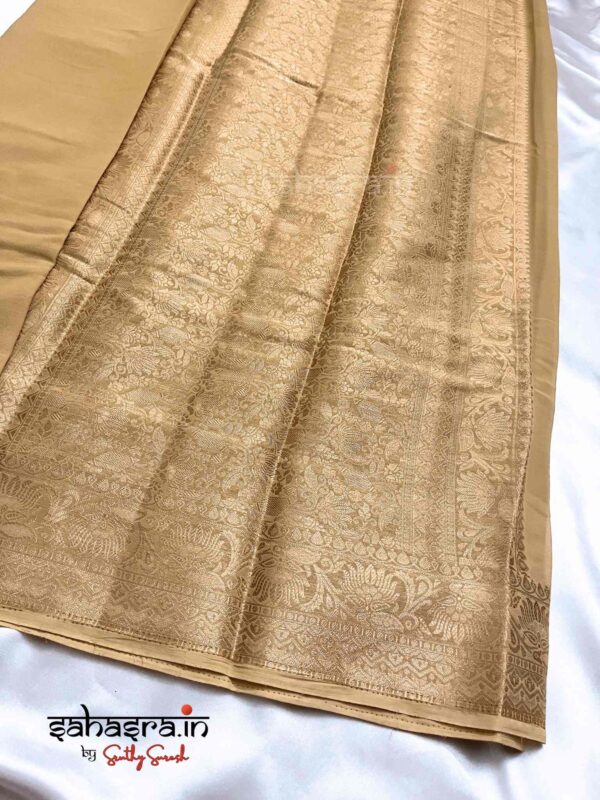 Golden Cream & Gold-Toned Zari Georgette Saree-SG5 - Image 4