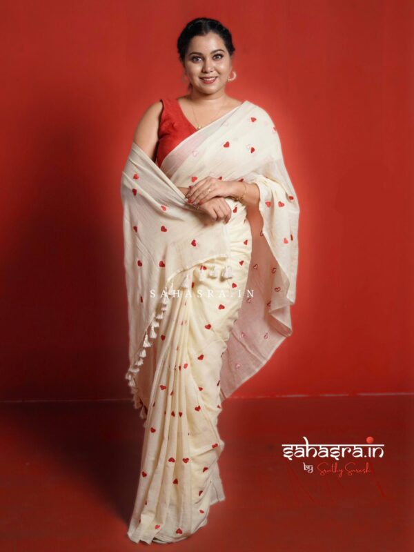 Hearts Mul Mul Cotton Saree -ML013