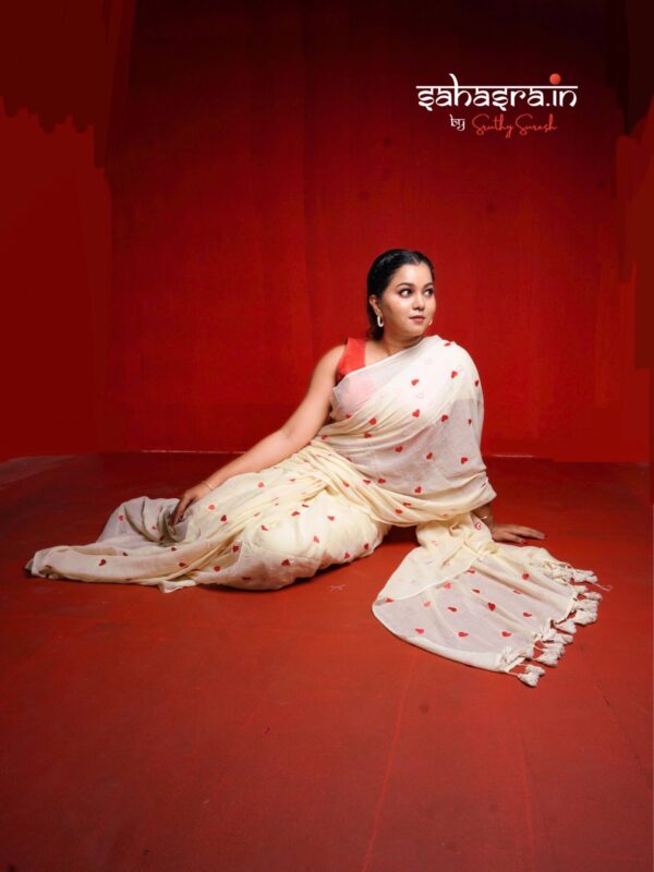 Hearts Mul Mul Cotton Saree -ML013 - Image 2