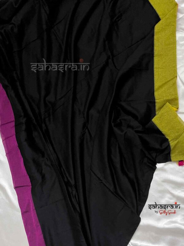 Handloom Soft Cotton Saree (Black)-SH1 - Image 4
