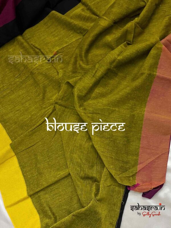 Handloom Soft Cotton Saree (Black)-SH1 - Image 6