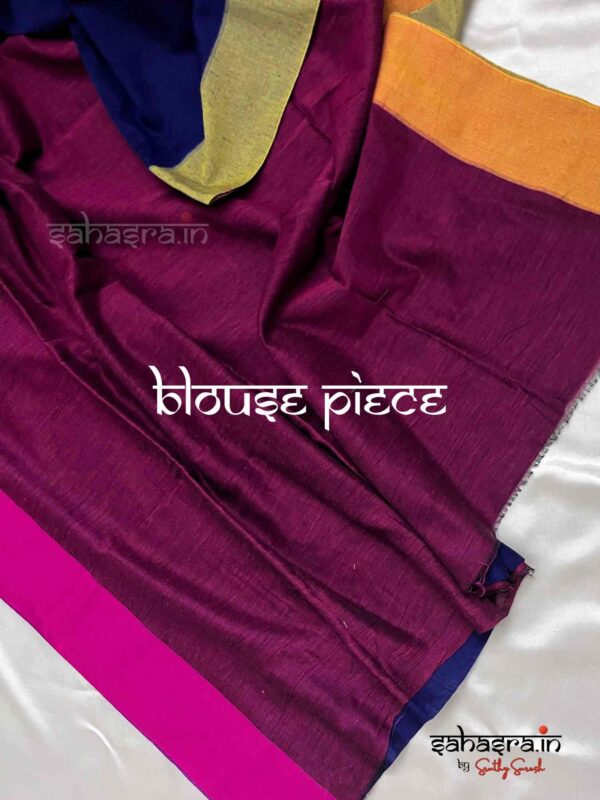 Handloom Soft Cotton Saree(Navy Blue) -SH1B - Image 4