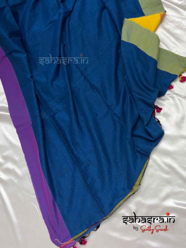 Handloom Soft Cotton Saree(Blue) -SH1C - Image 2