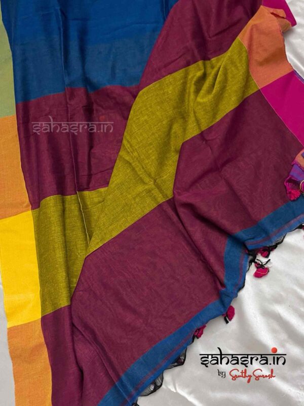Handloom Soft Cotton Saree(Blue) -SH1C - Image 5