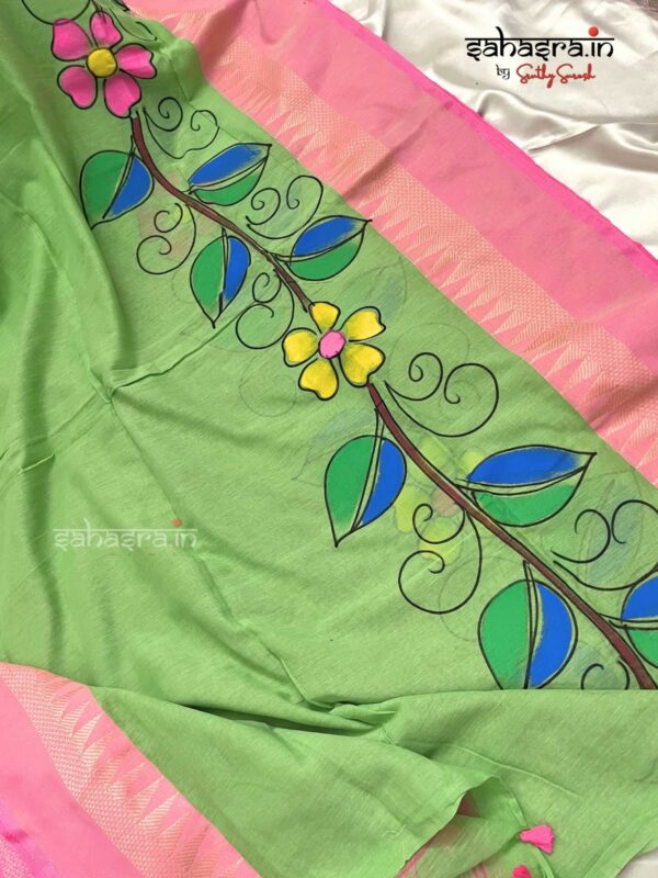 Handloom Hand-painted Saree  -SH312 - Image 4