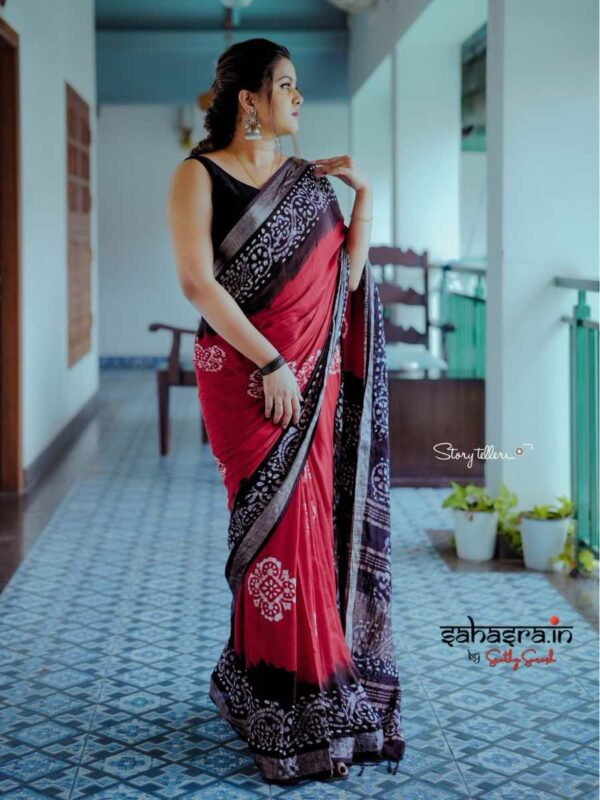 Batik Print Linen Sarees-SLB110
