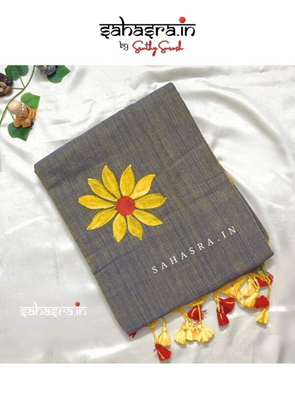 Handloom Hand-painted Saree  -SH350 - Image 2