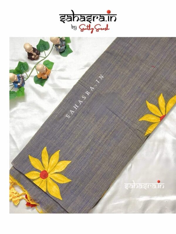 Handloom Hand-painted Saree  -SH350 - Image 3