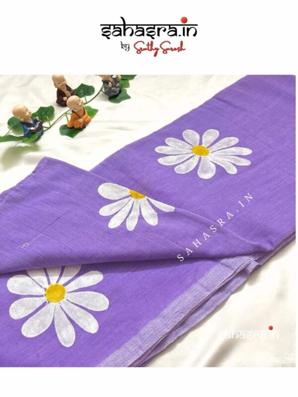 Handloom Daisy Hand-painted Saree -SH313
