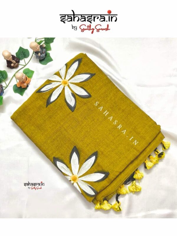 Handloom Hand-painted Saree  -SH316 - Image 3