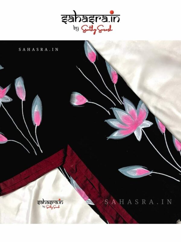 Handloom Hand-painted Saree  -SH315 (Black)