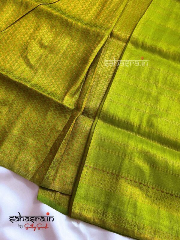 Mehendi Green Semi Soft Silk Saree (Kubera)-SMG125 - Image 4