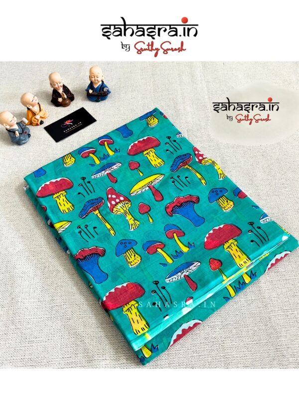 Mushroom Quirky Print Mul Cotton Saree -MQ22