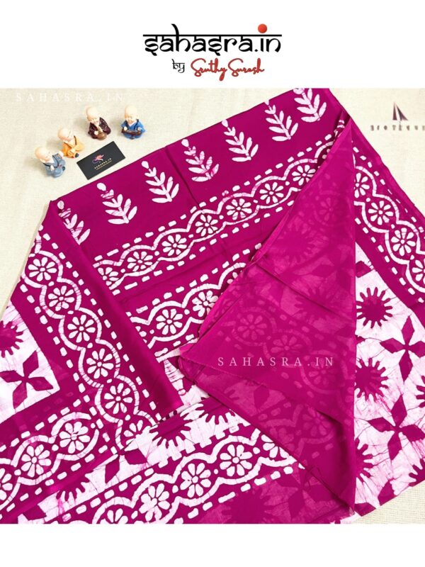 Tie & Dye Mul Cotton Saree -MQ26P - Image 2