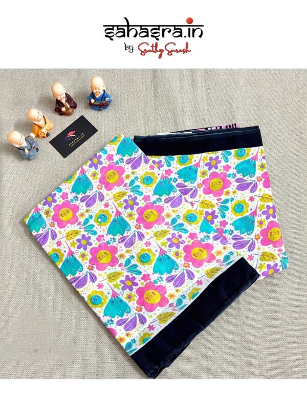Floral Quirky Print Mul Cotton Saree -MQ28