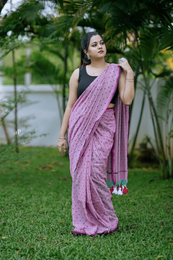 Polka dots handloom Saree -PD12 - Image 3