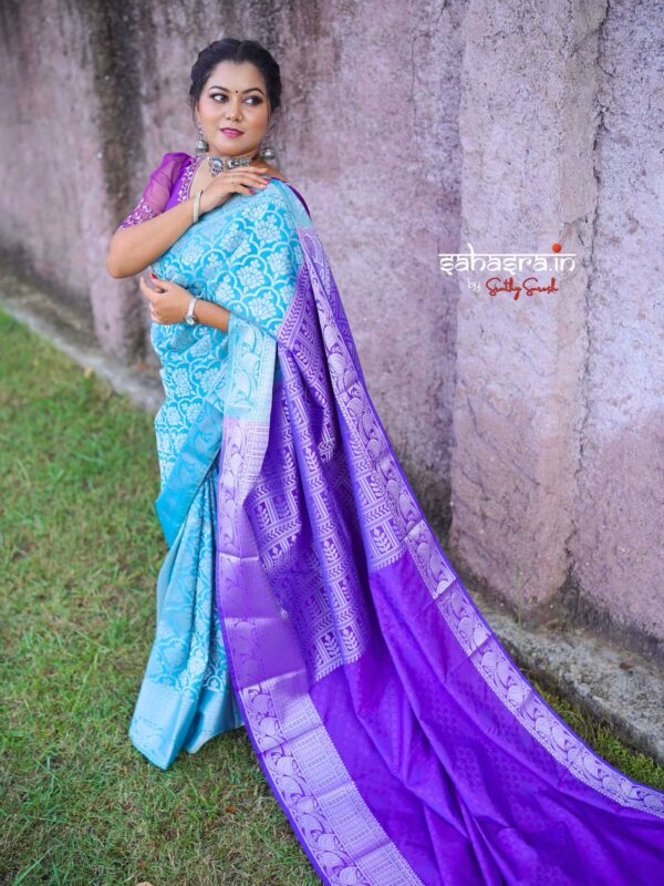 Peach Silver brocade Saree -BS12A - Image 4