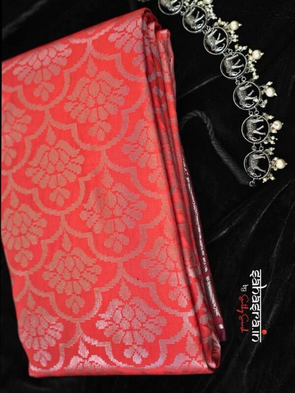 Peach Silver brocade Saree -BS12A - Image 2