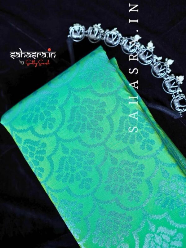 Green Silver brocade Saree -BS13 - Image 5