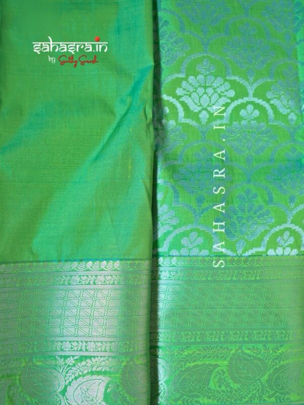 Green Silver brocade Saree -BS13 - Image 2