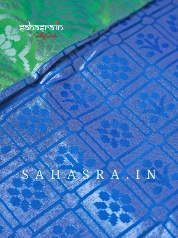 Green Silver brocade Saree -BS13 - Image 4