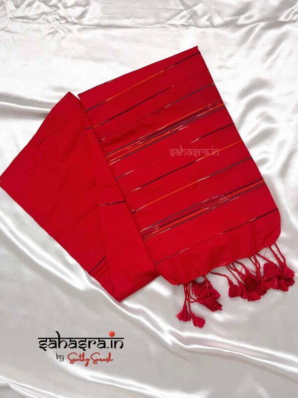 Red Khadi cotton Kotki Saree- SK02