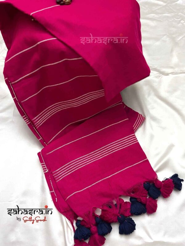 Rani pink Khadi cottonSaree- SK05