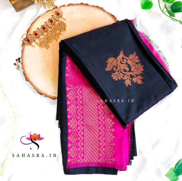 Black Semi Soft Silk Saree -BS12A