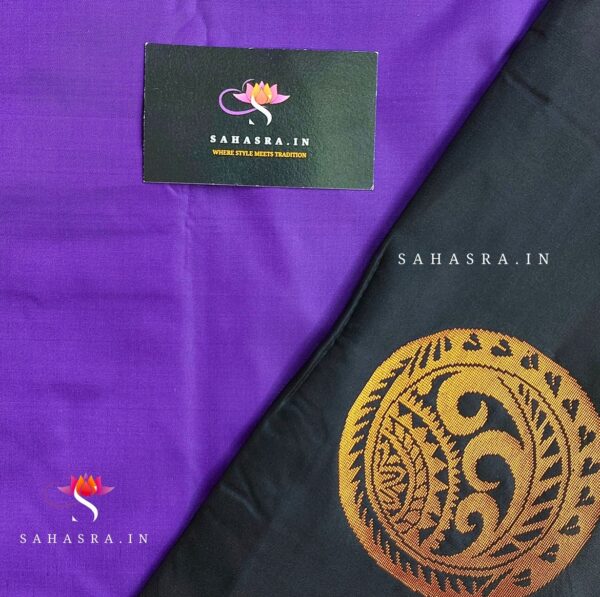 Black Semi Soft Silk Saree -BS12B - Image 2