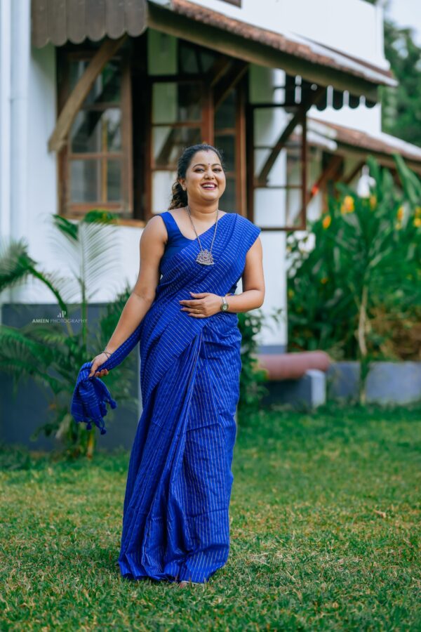 Handloom Khadi Cotton Striped SAREES -KC05 - Image 3