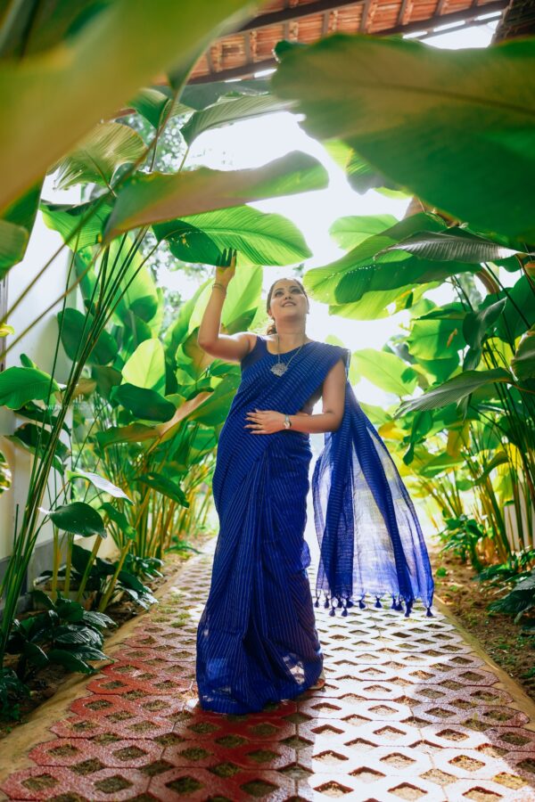 Handloom Khadi Cotton Striped SAREES -KC05 - Image 2