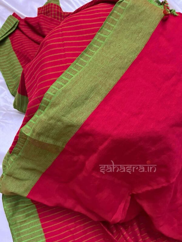 Red Khadi cotton Saree- SK06 - Image 4