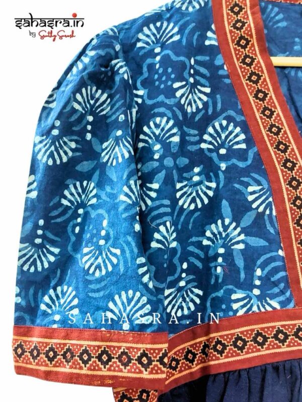 Blue Ajrakh Alia cut Cotton Kurti -AK10 - Image 4