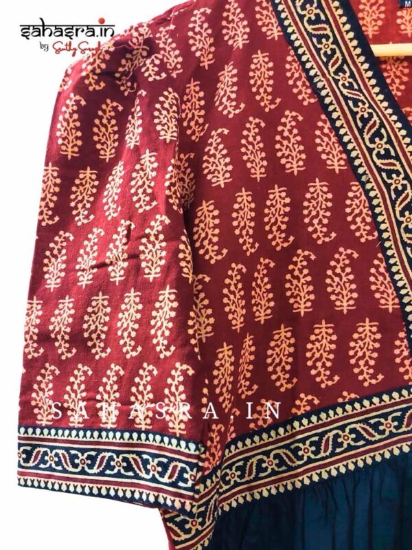 Black Ajrakh Alia cut Cotton Kurti -AK11 - Image 3